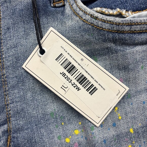 Judy Blue Boyfriend Fit Jeans Rainbow Paint Splash Destroyed Light Wash Size 22W - Picture 8 of 14